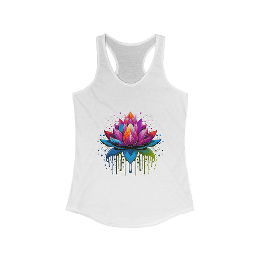 Lotus Flower Paint Drip Women's  Racerback Tank