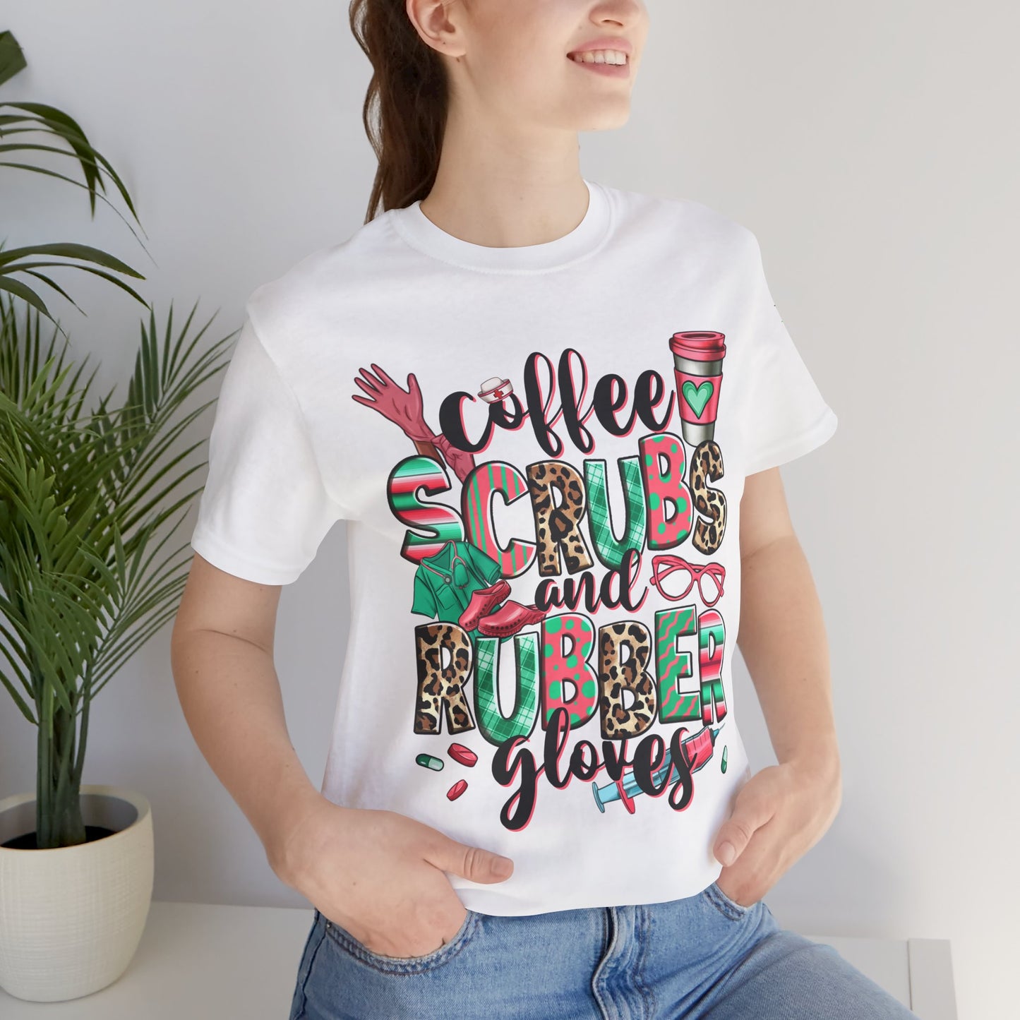 Coffee, Scrubs, And Rubber Gloves - Women's Short Sleeve Tee